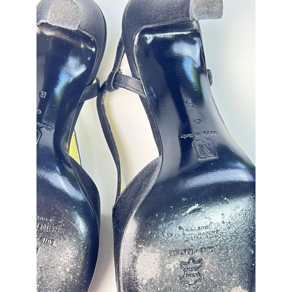 Vintage Bruno Magli Couture Black Satin Peep Toe Slingback Pumps Heels 6 B Italy - Picture 7 of 10